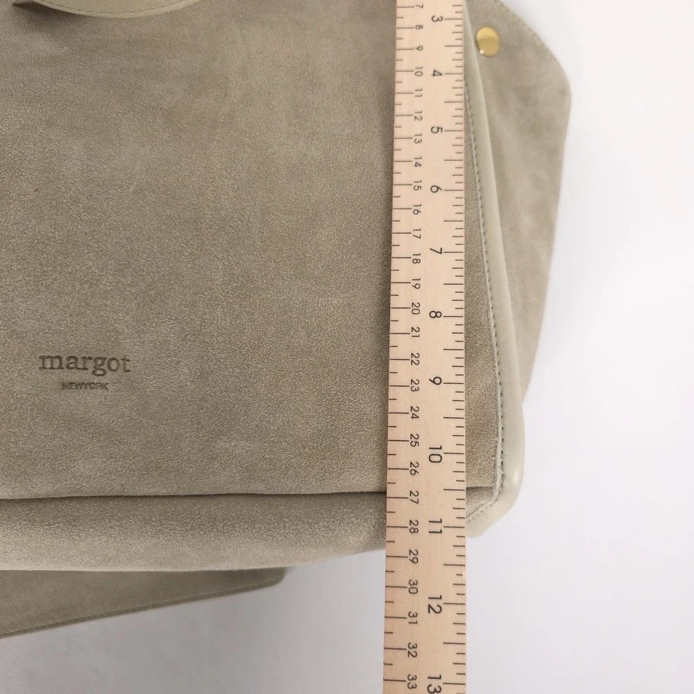New MARGOT NEW YORK JAMEE LEATHER SUEDE Green Double Handle Tote Bag &‎ Wallet